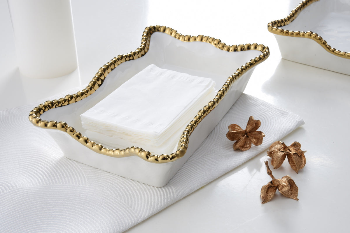 Golden Salerno Dinner Napkin and Guest Towel Holder | Pampa Bay by Pampa Bay