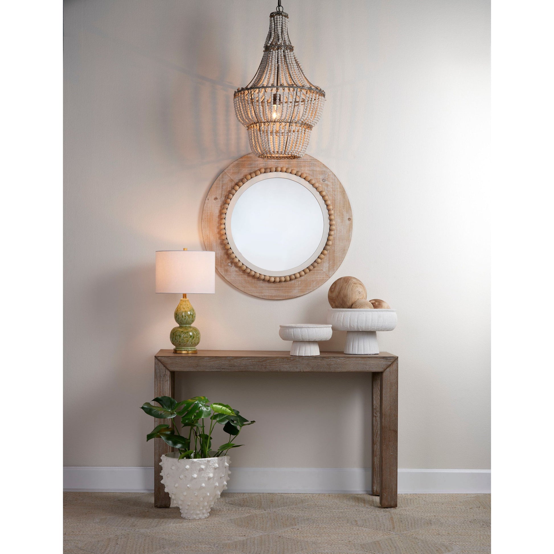 Blanca Wood Beaded 1-Light Chandelier by Jamie Young