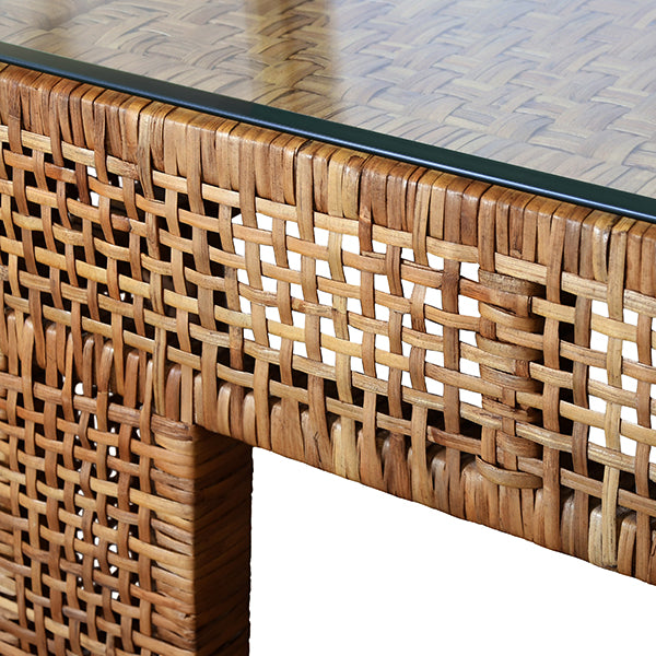 Charlie Square Coffee Table – Natural Rattan | Worlds Away