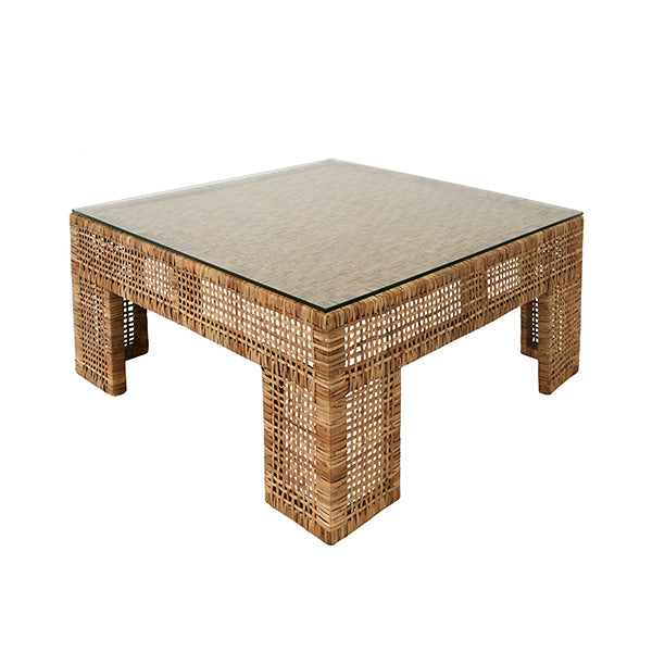 Charlie Square Coffee Table – Natural Rattan | Worlds Away