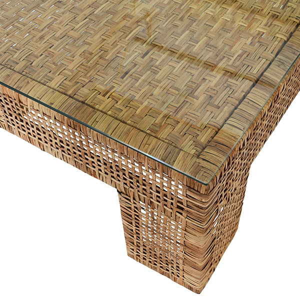 Charlie Square Coffee Table – Natural Rattan | Worlds Away