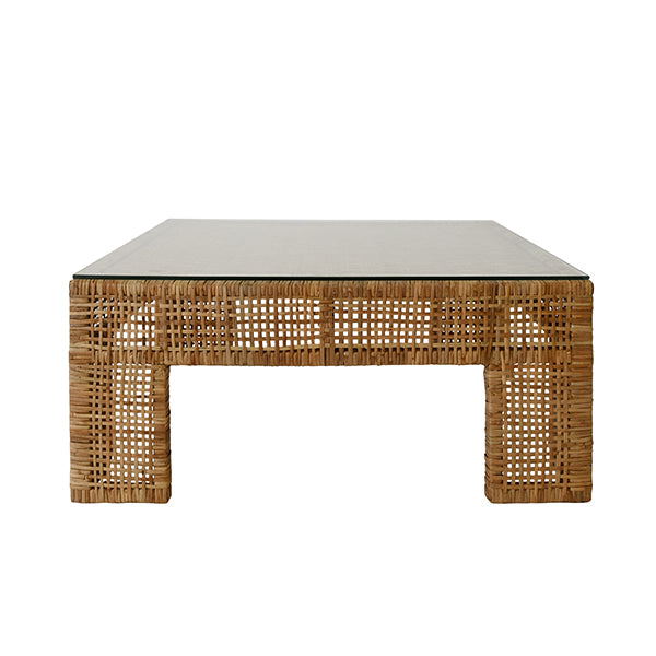 Charlie Square Coffee Table – Natural Rattan | Worlds Away