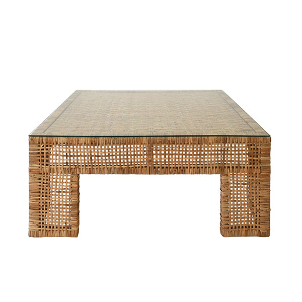 Charlie Square Coffee Table – Natural Rattan | Worlds Away