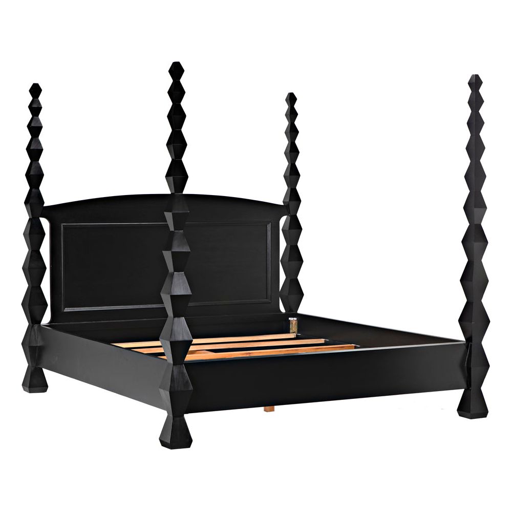 Brancusi Bed, Eastern King, Hand Rubbed Black by NOIR