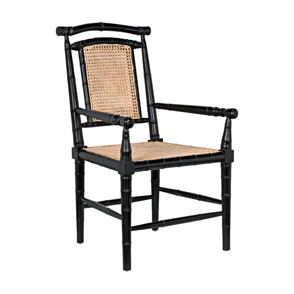 Colonial Bamboo Arm Chair, Hand Rubbed Black by NOIR
