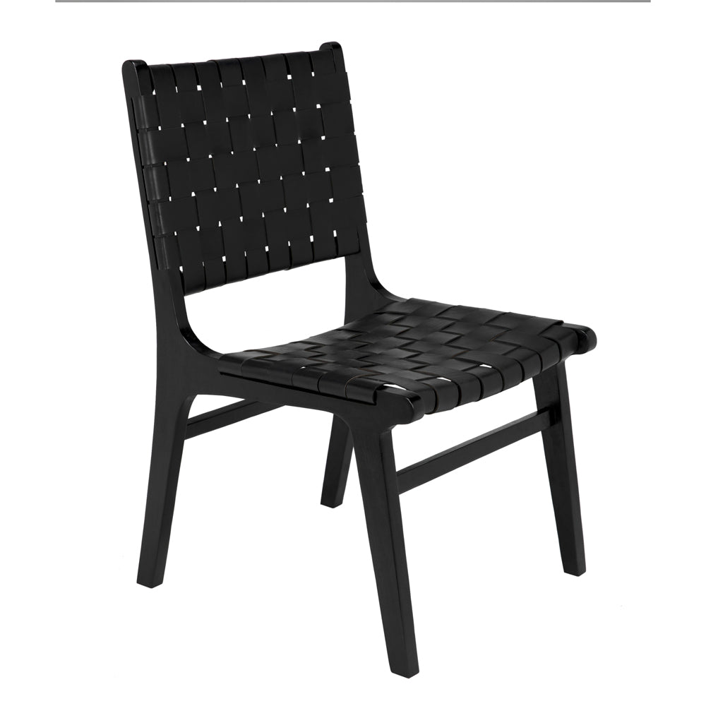 Dede Dining Chair, Leather, Black by NOIR
