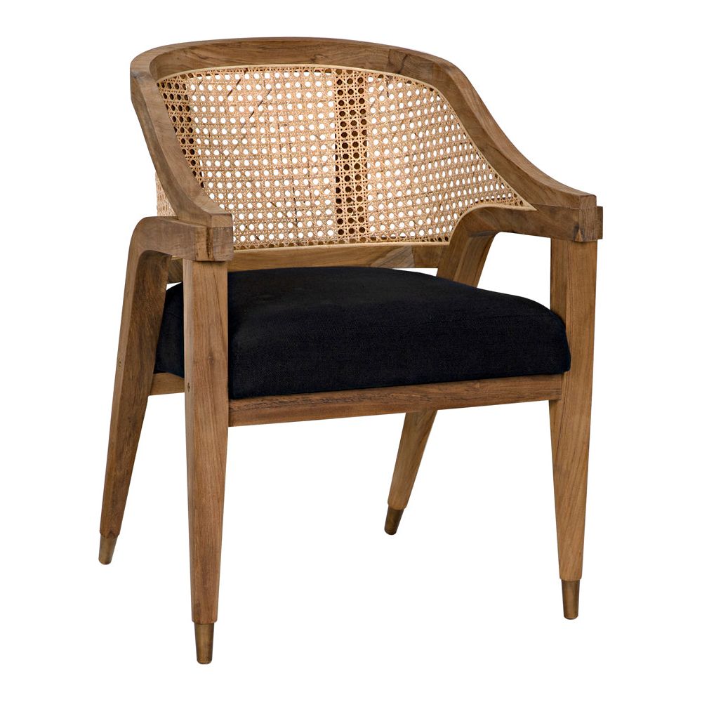 Chloe Chair, Teak, Caning, and Black Cotton by NOIR