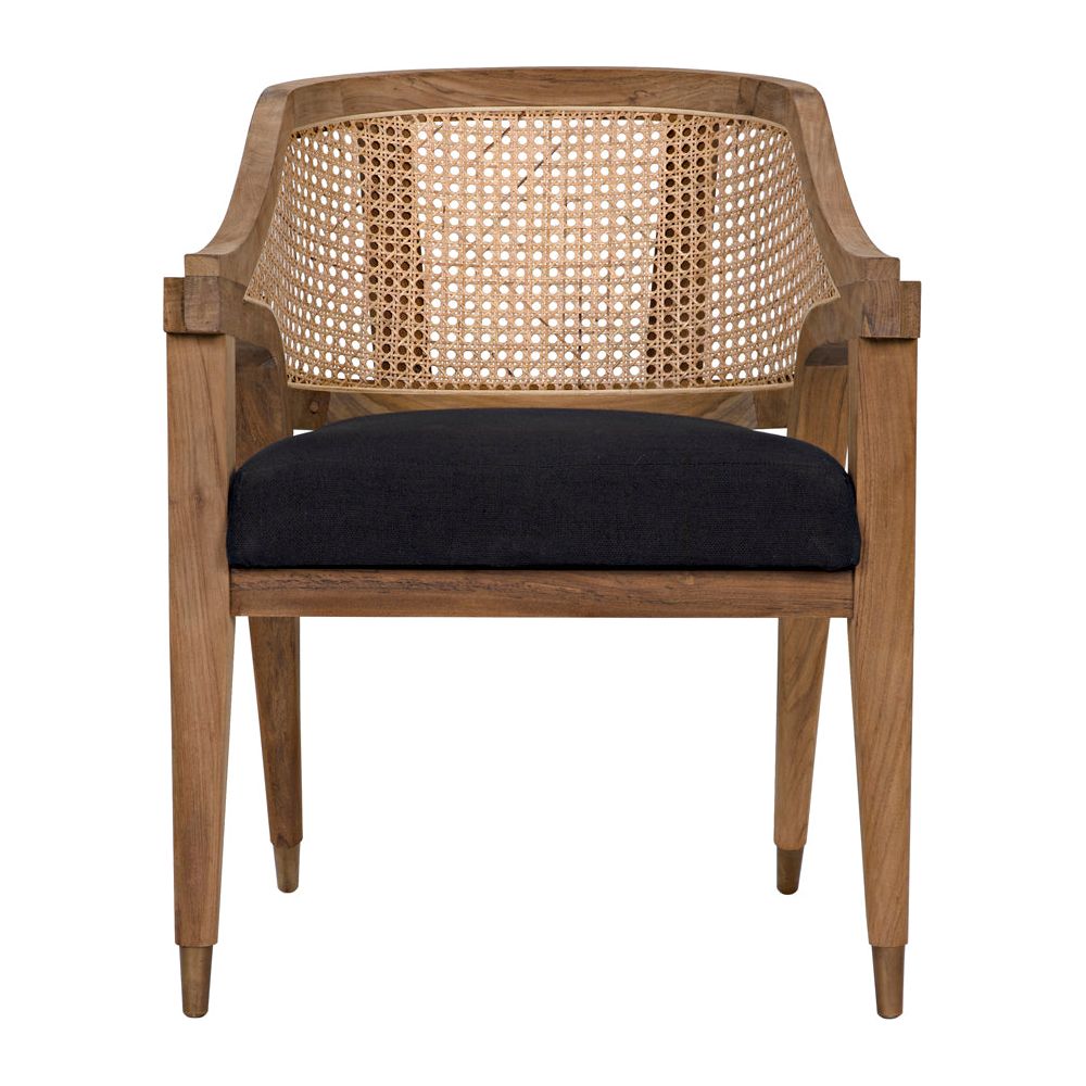 Chloe Chair, Teak, Caning, and Black Cotton by NOIR