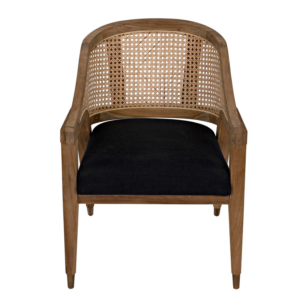 Chloe Chair, Teak, Caning, and Black Cotton by NOIR