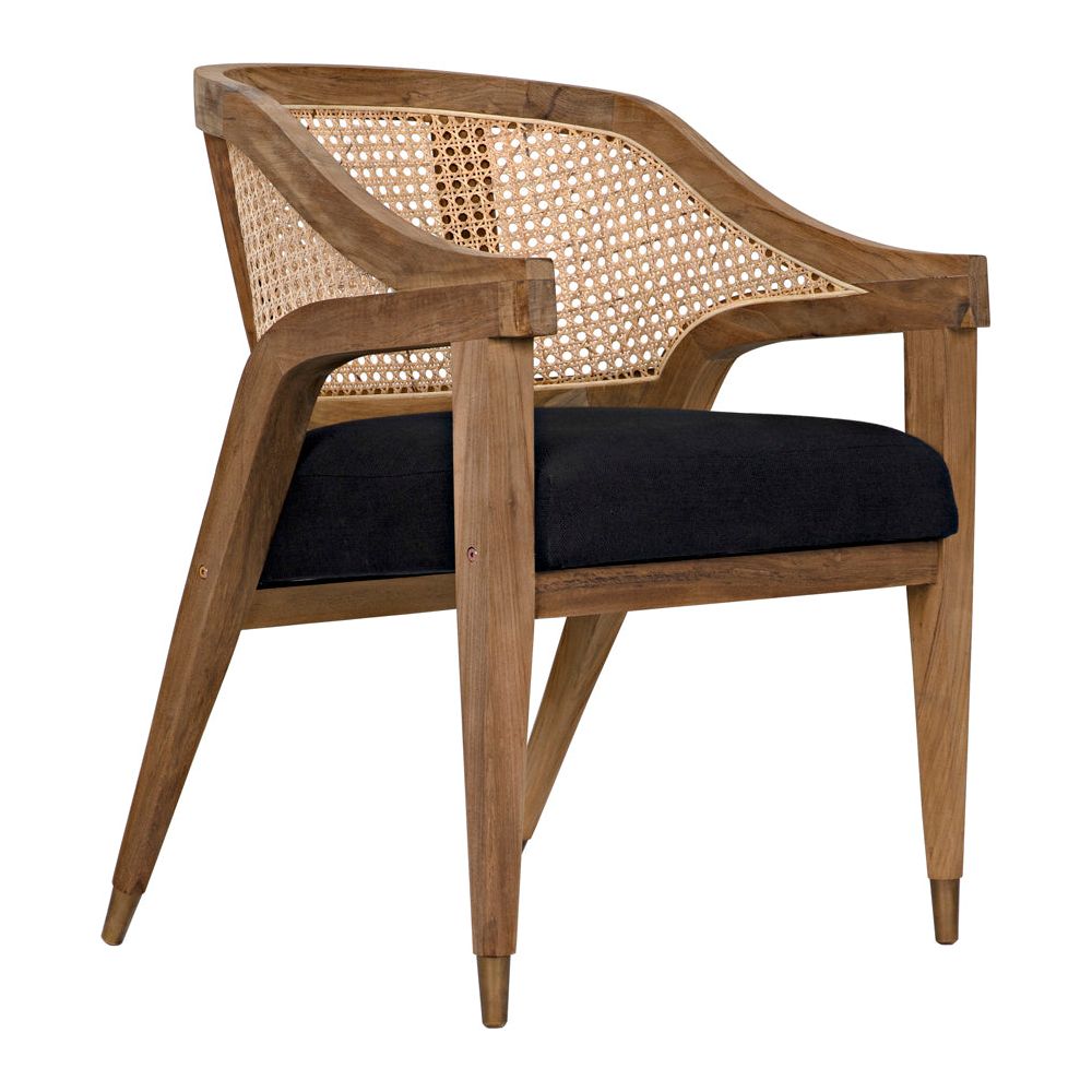 Chloe Chair, Teak, Caning, and Black Cotton by NOIR