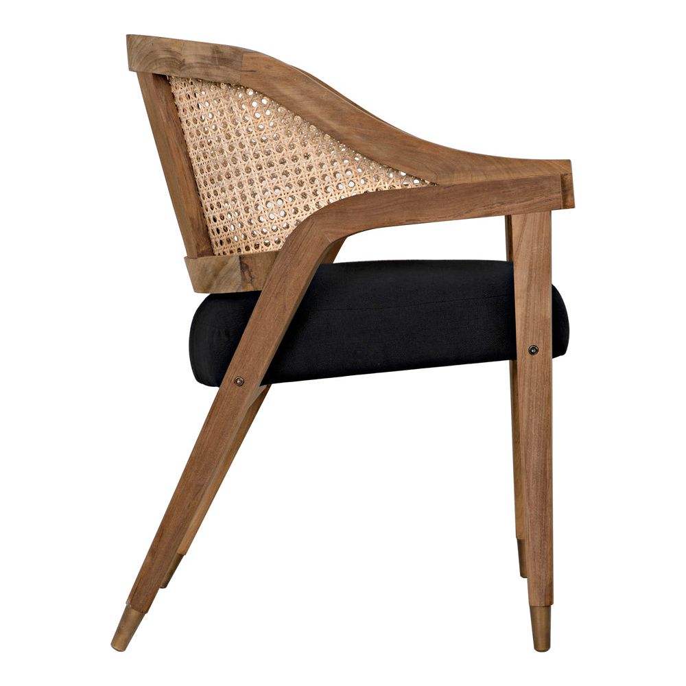 Chloe Chair, Teak, Caning, and Black Cotton by NOIR