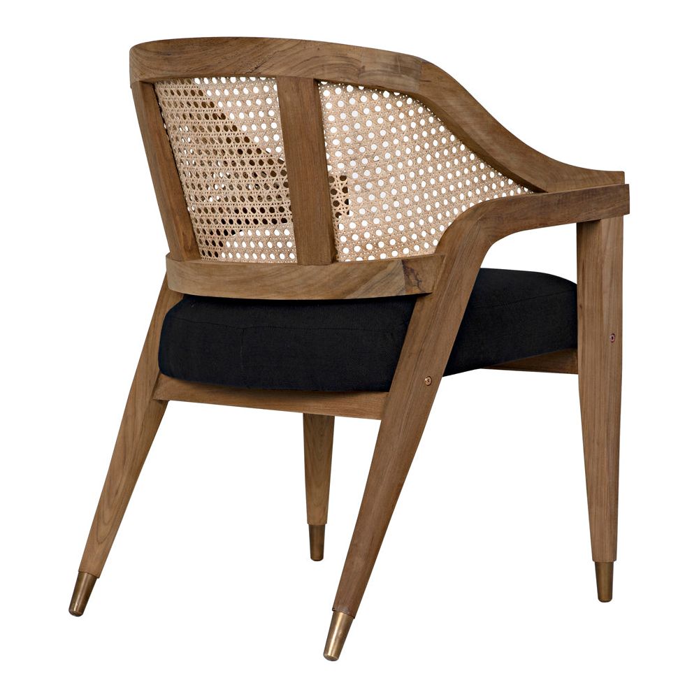 Chloe Chair, Teak, Caning, and Black Cotton by NOIR