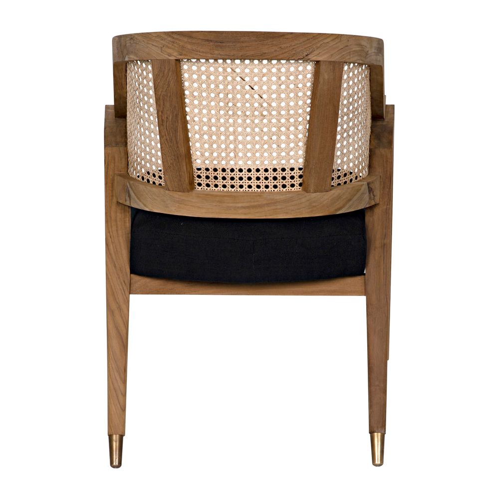Chloe Chair, Teak, Caning, and Black Cotton by NOIR