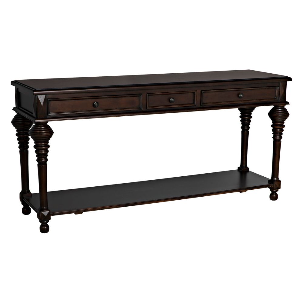 Colonial Large Sofa Table, Distressed Brown by NOIR