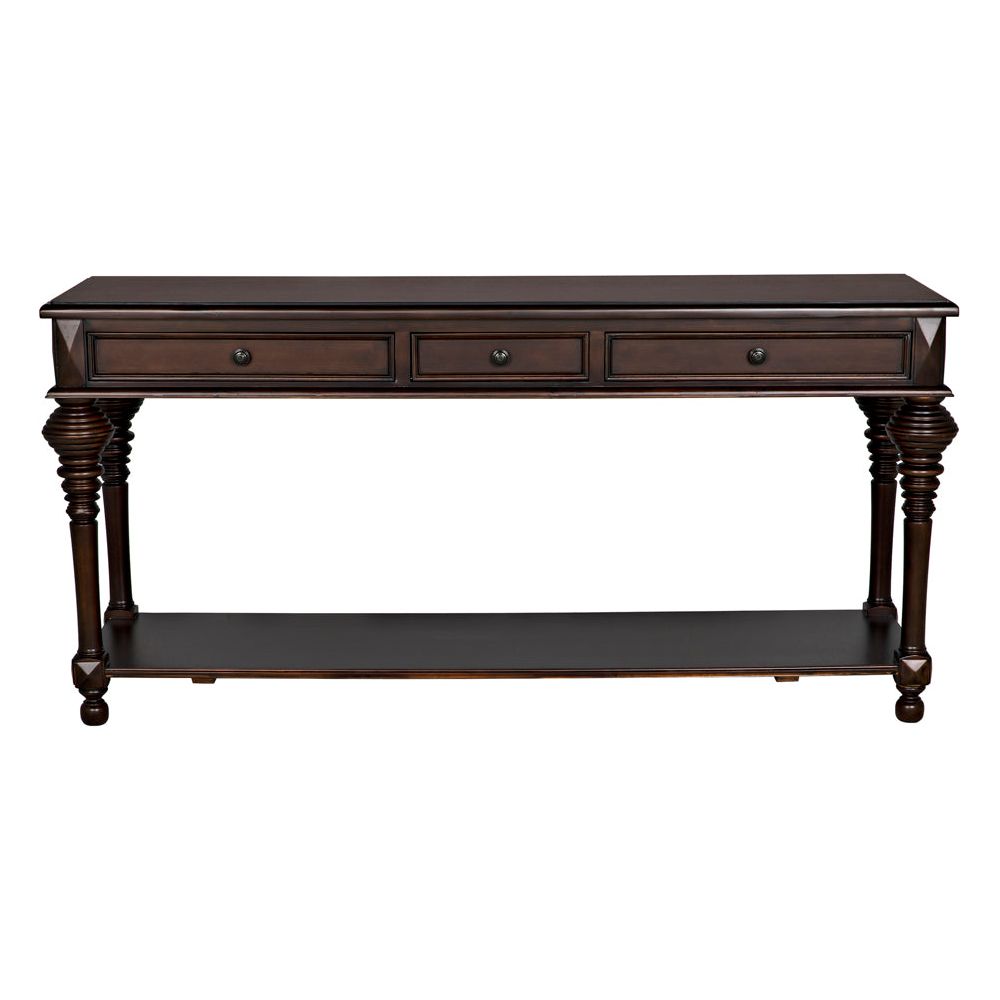 Colonial Large Sofa Table, Distressed Brown by NOIR