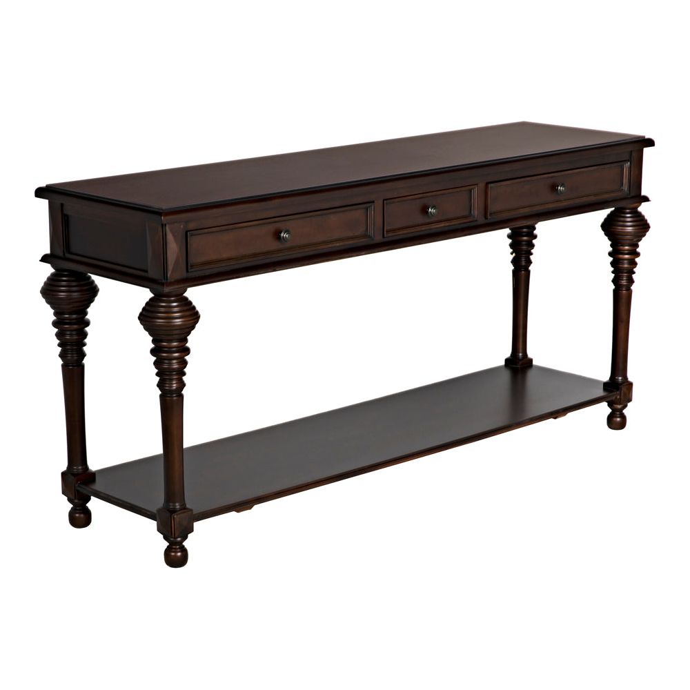 Colonial Large Sofa Table, Distressed Brown by NOIR