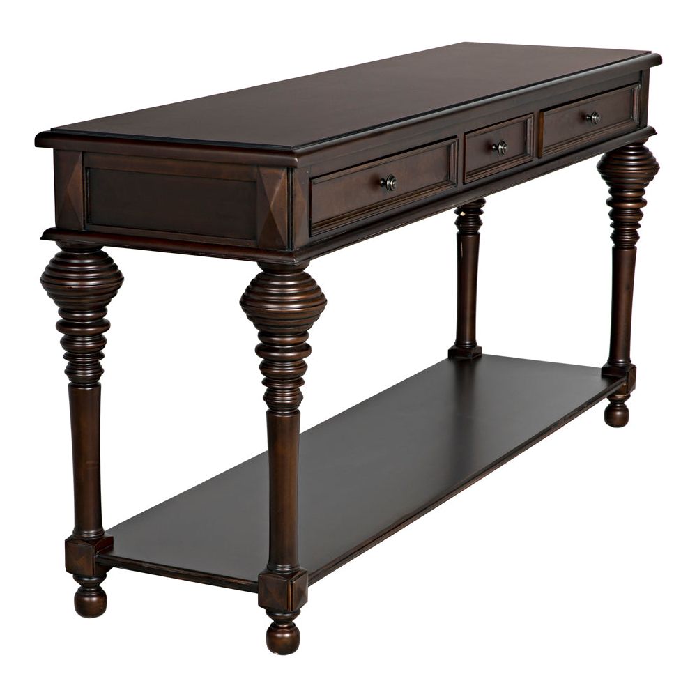 Colonial Large Sofa Table, Distressed Brown by NOIR
