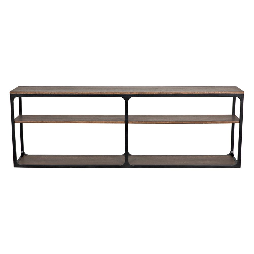Novie Console, Large, Black Iron with Dark Walnut by NOIR