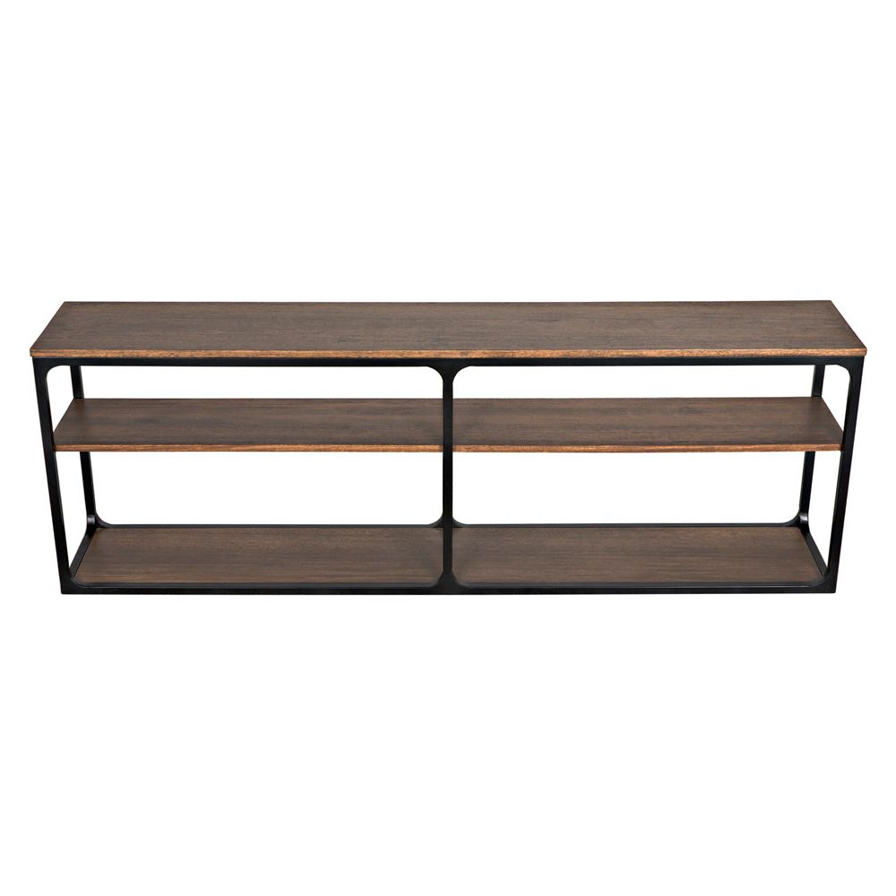Novie Console, Large, Black Iron with Dark Walnut by NOIR
