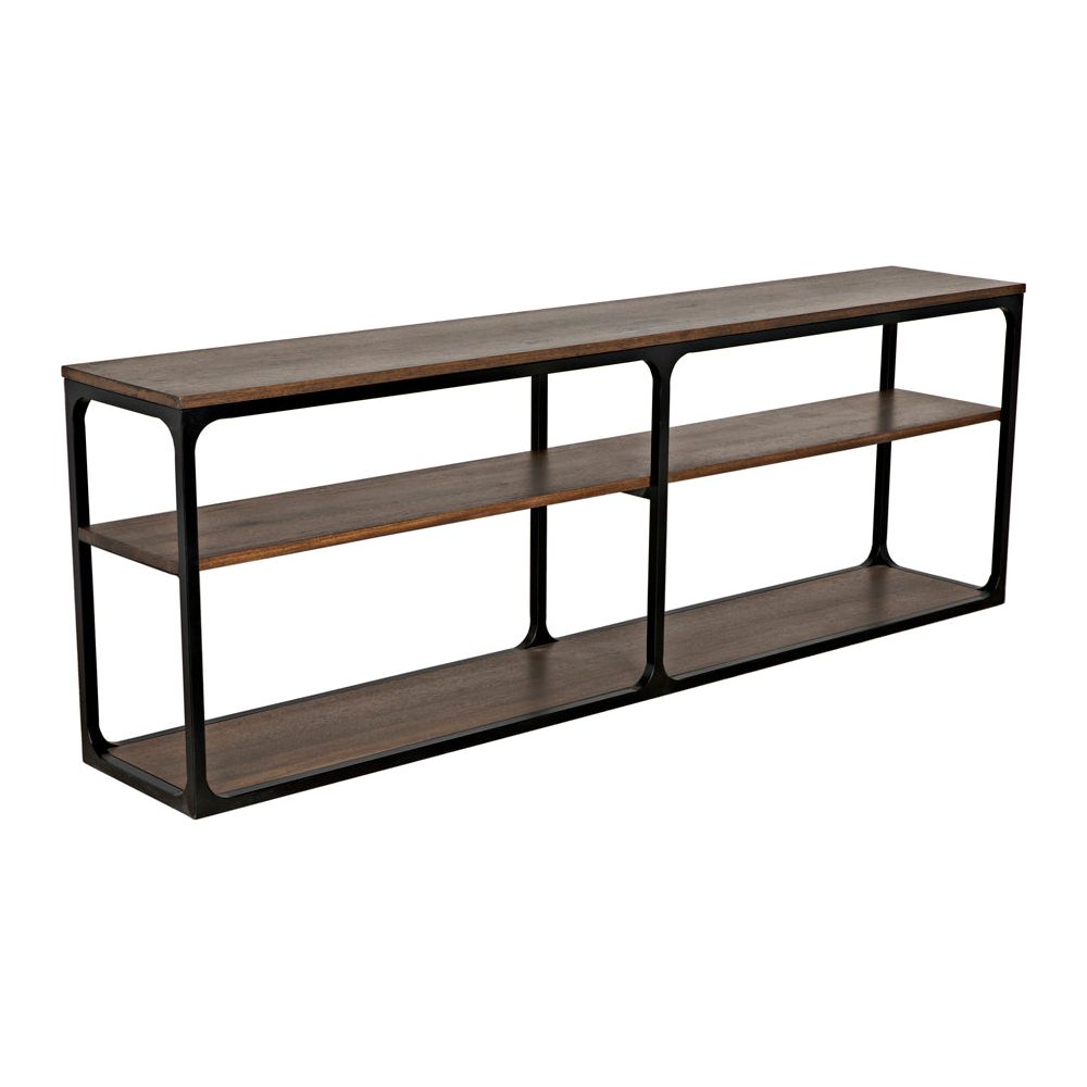 Novie Console, Large, Black Iron with Dark Walnut by NOIR