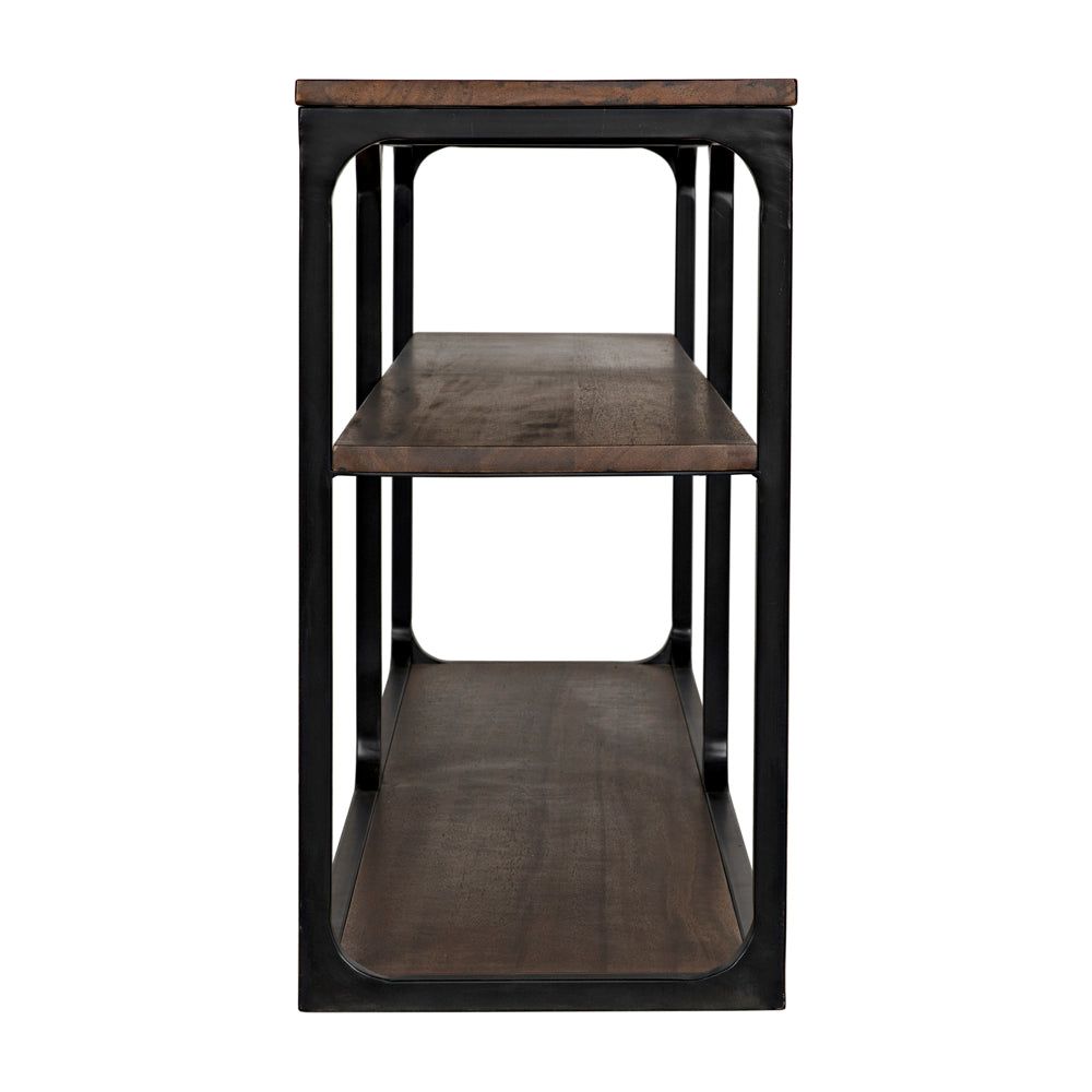 Novie Console, Large, Black Iron with Dark Walnut by NOIR