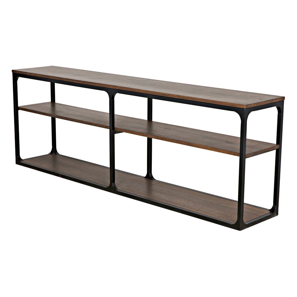 Novie Console, Large, Black Iron with Dark Walnut by NOIR