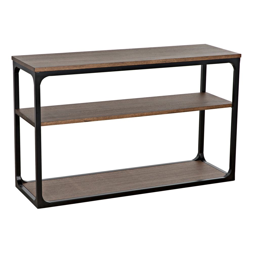 Novie Console, Small, Black Iron with Dark Walnut by NOIR