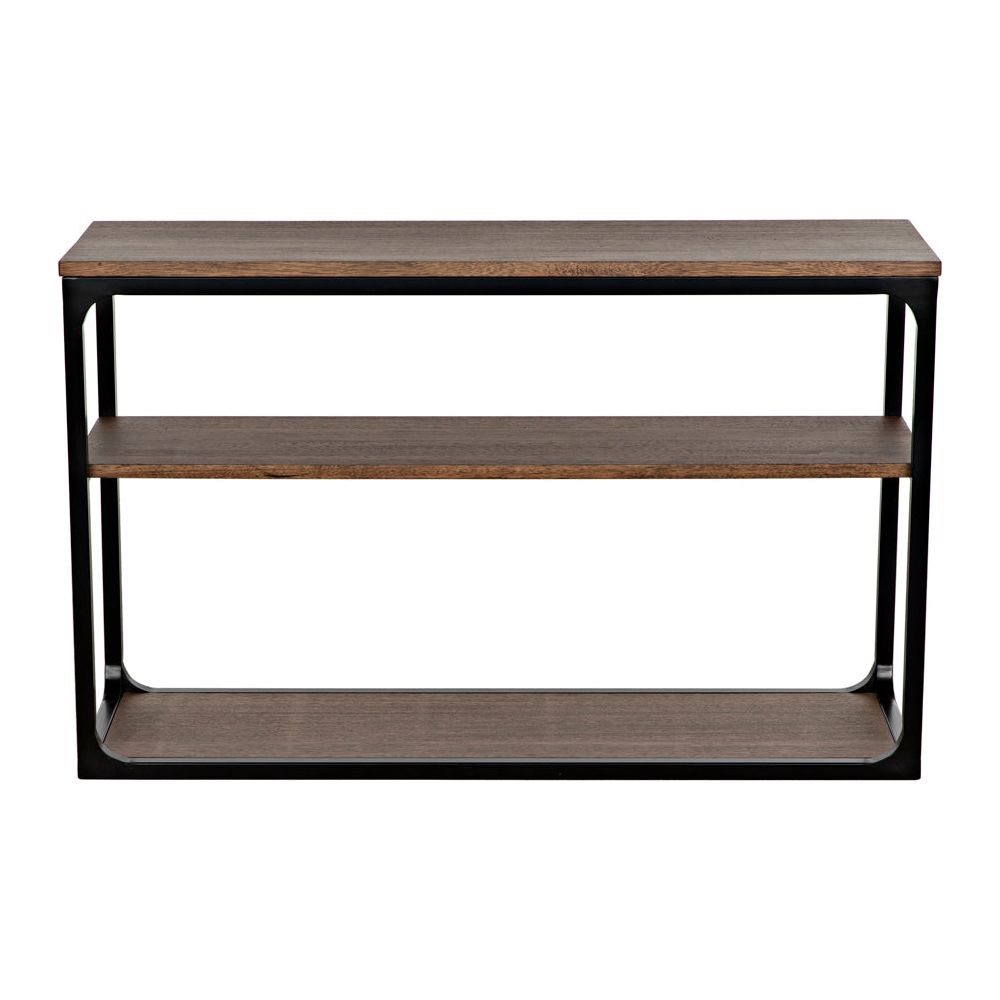 Novie Console, Small, Black Iron with Dark Walnut by NOIR