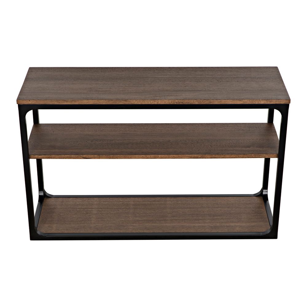 Novie Console, Small, Black Iron with Dark Walnut by NOIR
