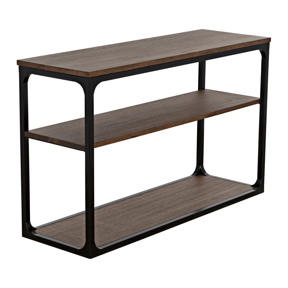 Novie Console, Small, Black Iron with Dark Walnut by NOIR
