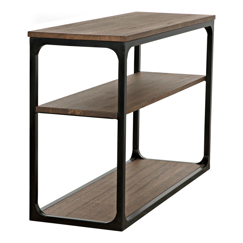 Novie Console, Small, Black Iron with Dark Walnut by NOIR