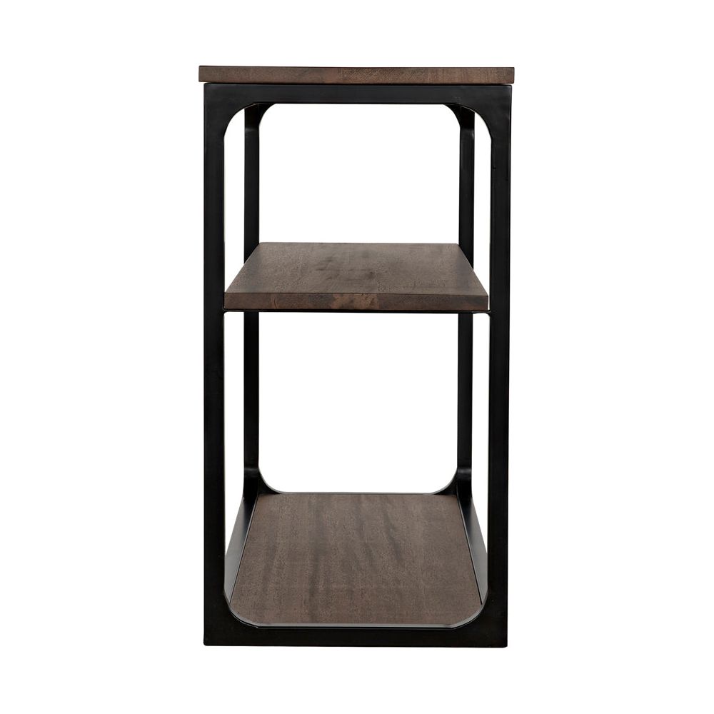 Novie Console, Small, Black Iron with Dark Walnut by NOIR