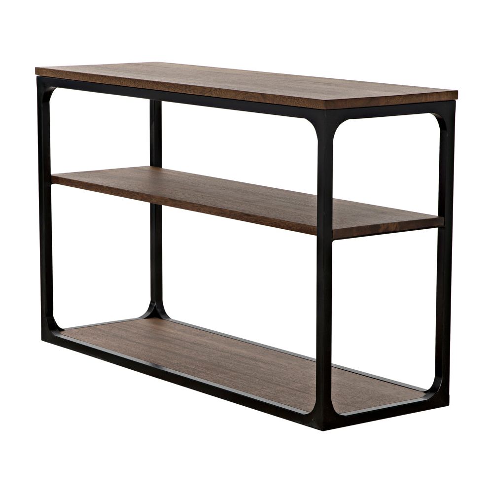 Novie Console, Small, Black Iron with Dark Walnut by NOIR