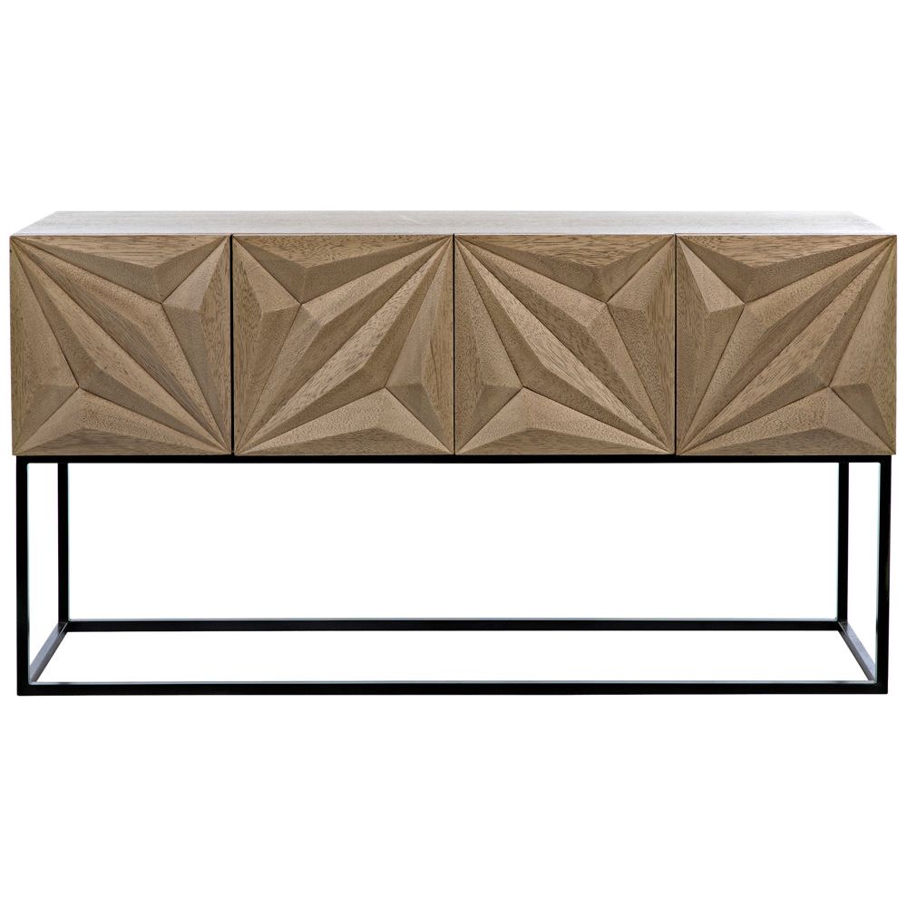 Zurich Console, Bleached Walnut with Iron by NOIR