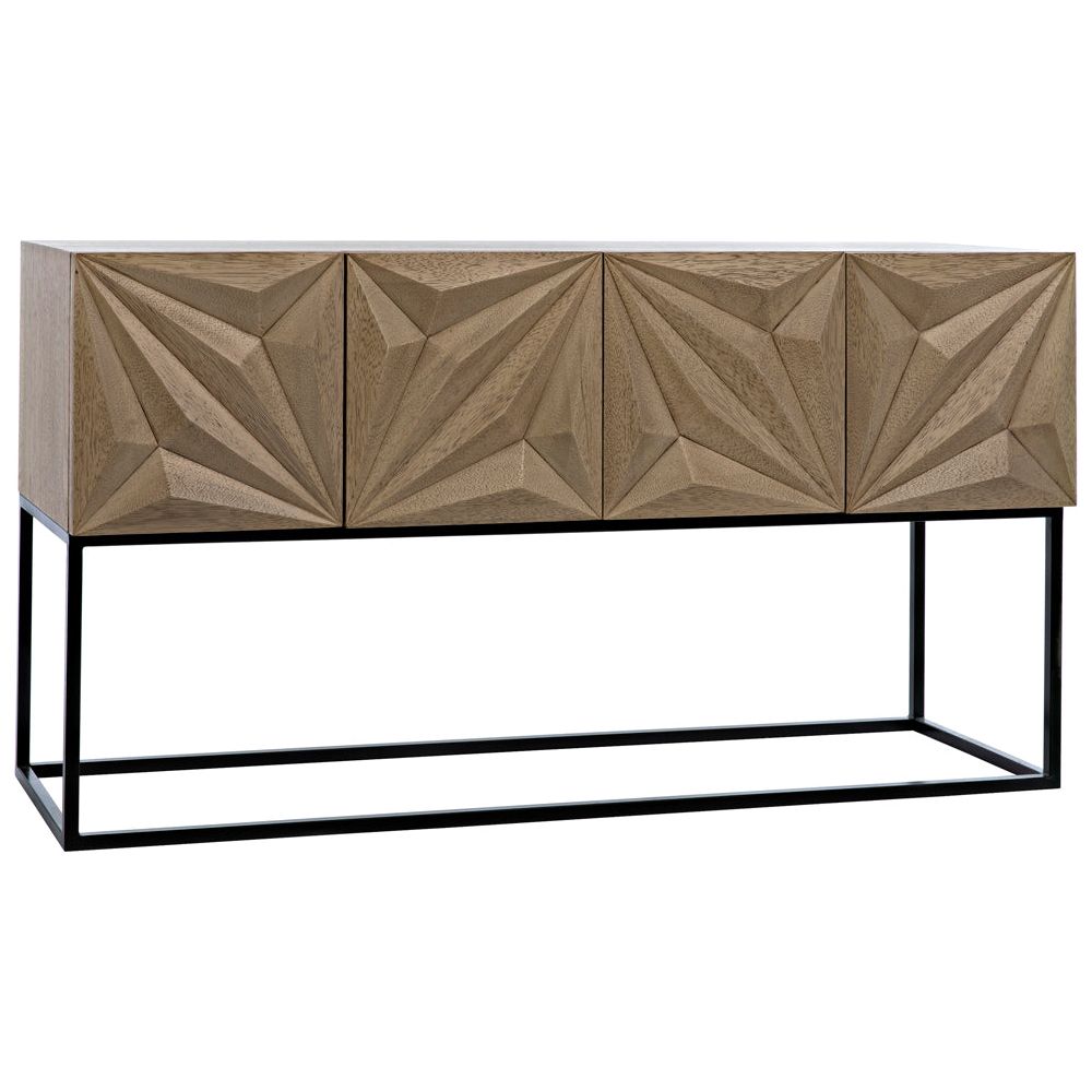 Zurich Console, Bleached Walnut with Iron by NOIR
