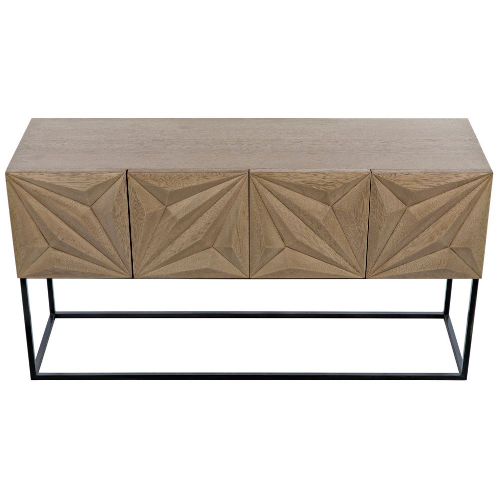 Zurich Console, Bleached Walnut with Iron by NOIR