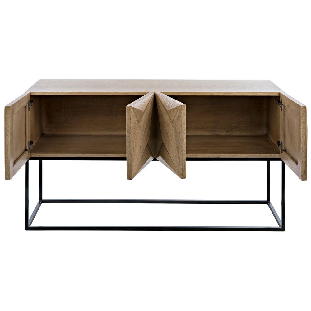 Zurich Console, Bleached Walnut with Iron by NOIR