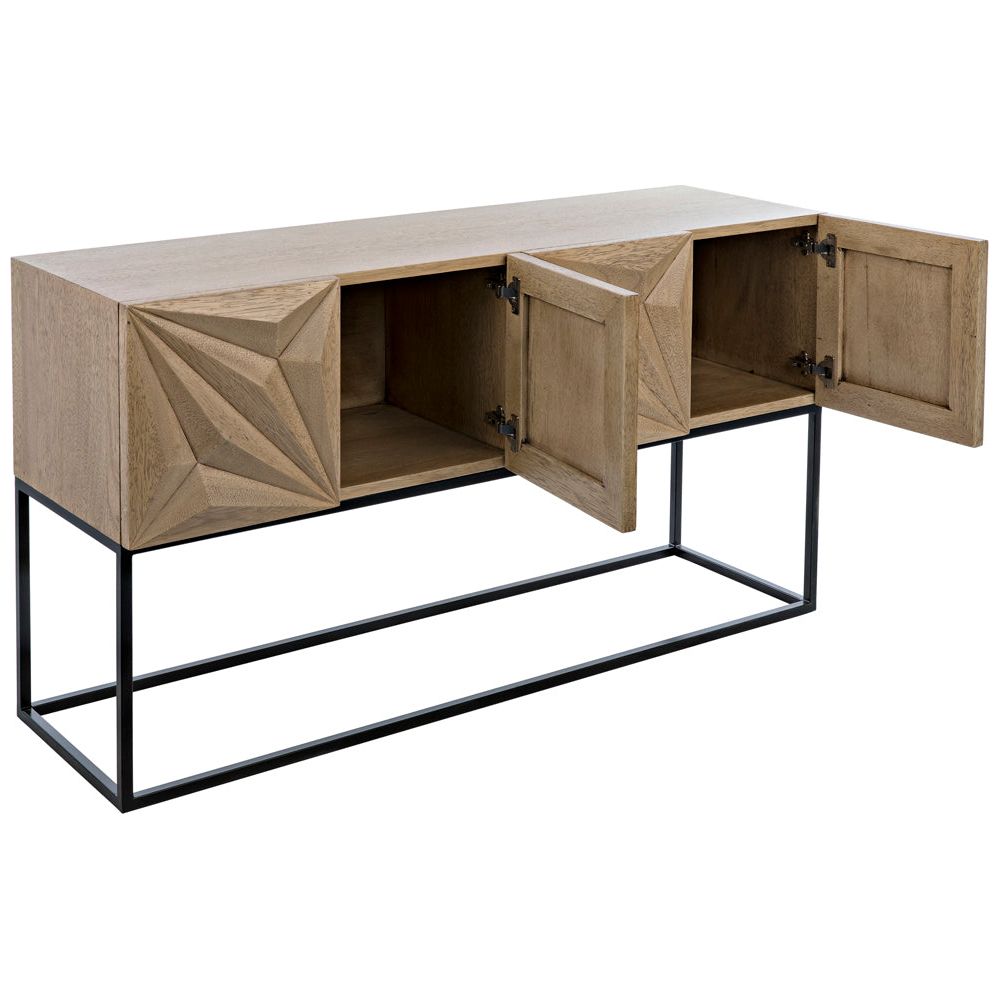 Zurich Console, Bleached Walnut with Iron by NOIR