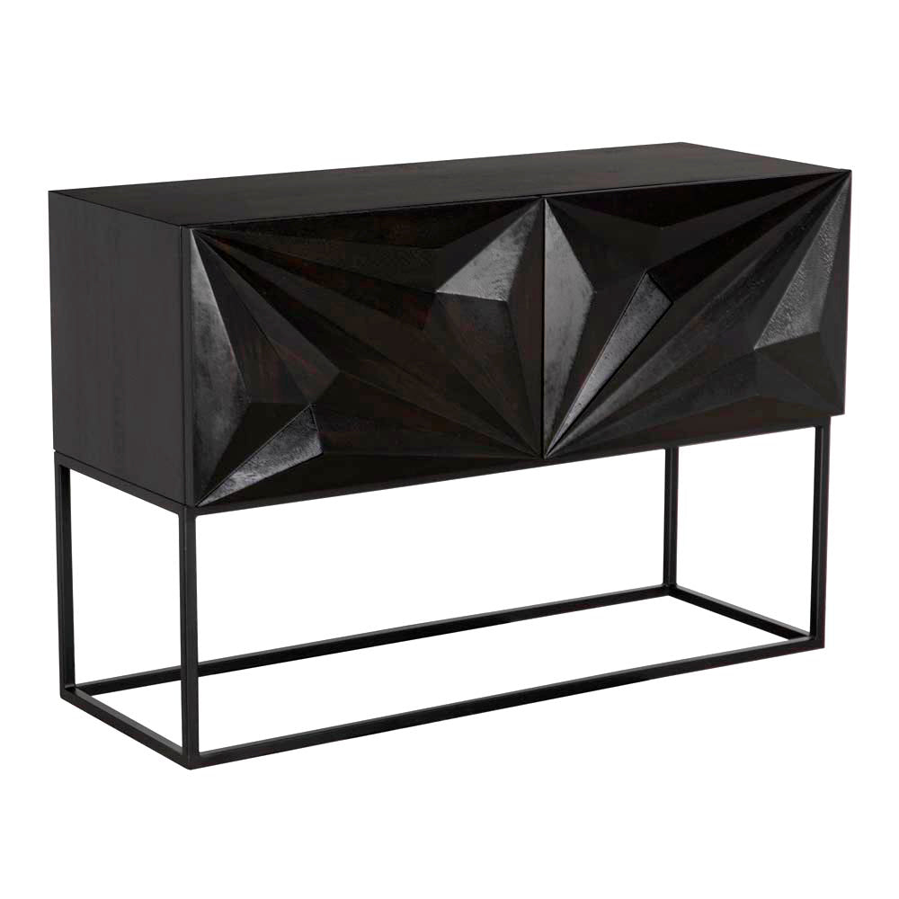 Small Zurich Console, Ebony Walnut with Iron by NOIR