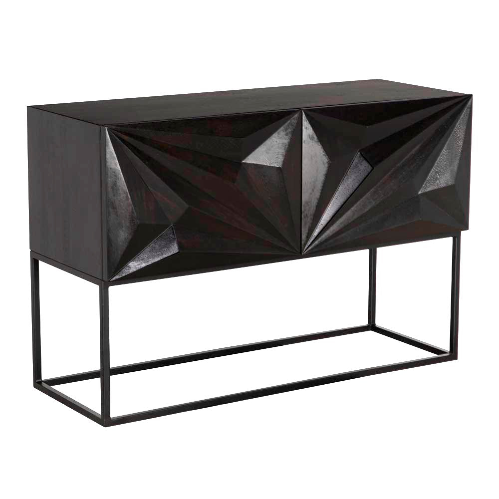 Small Zurich Console, Ebony Walnut with Iron by NOIR