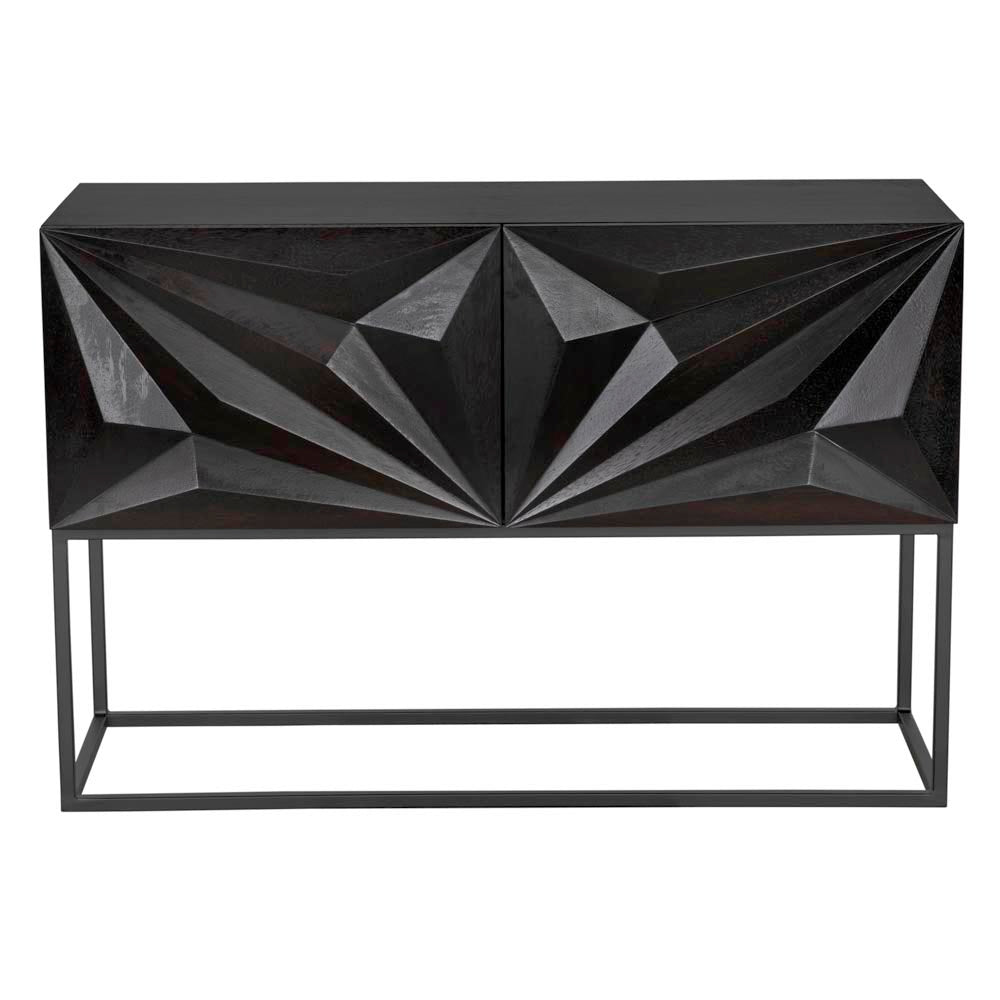Small Zurich Console, Ebony Walnut with Iron by NOIR