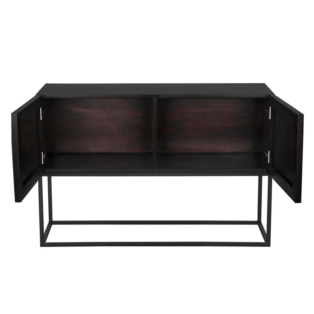 Small Zurich Console, Ebony Walnut with Iron by NOIR