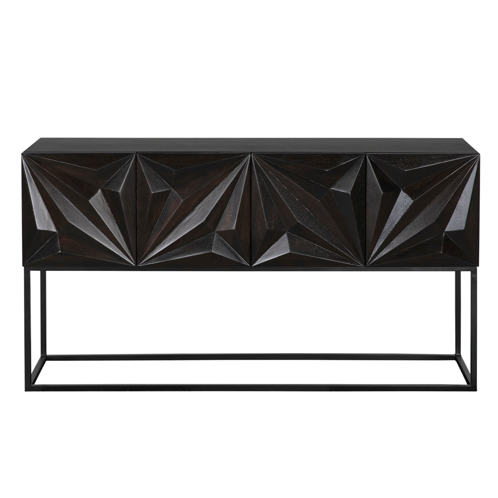 Zurich Console, Ebony Walnut with Iron by NOIR