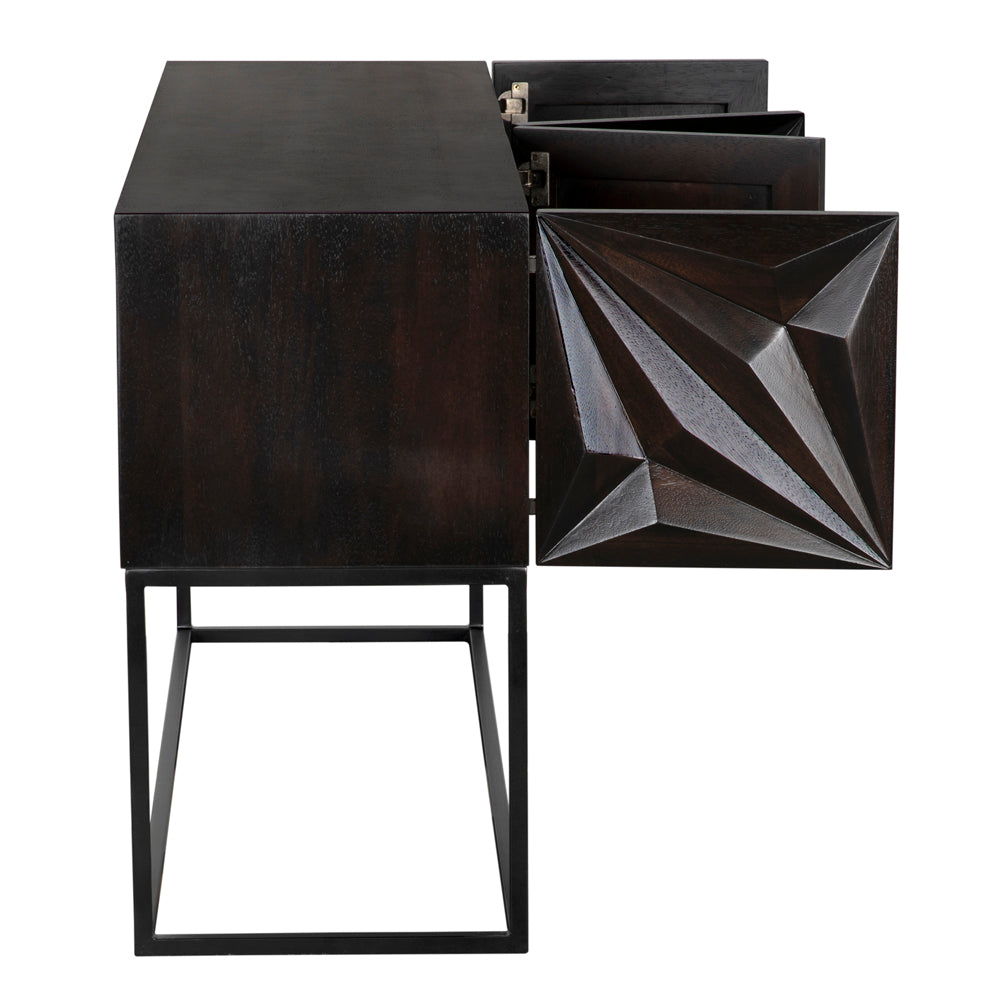 Zurich Console, Ebony Walnut with Iron by NOIR