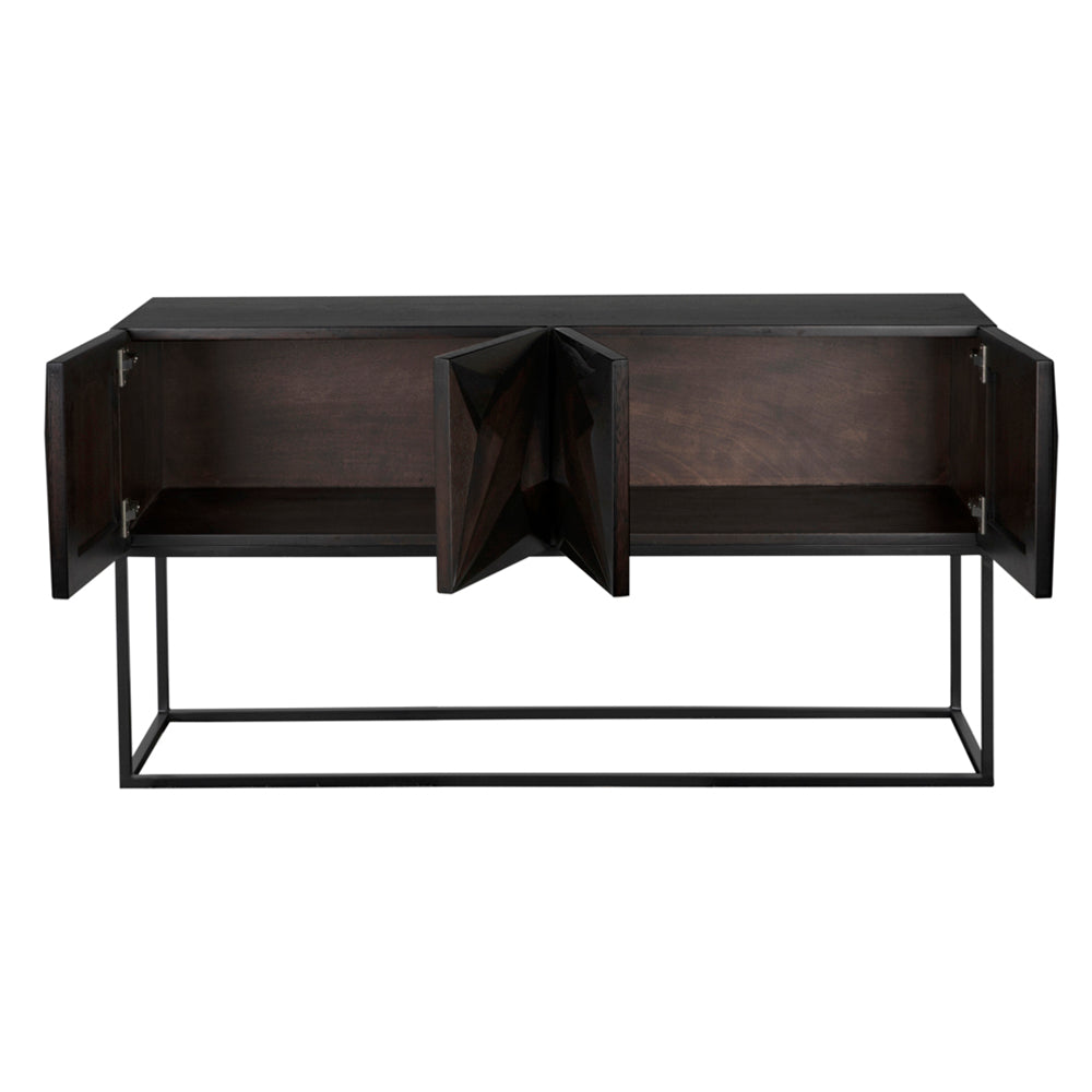 Zurich Console, Ebony Walnut with Iron by NOIR