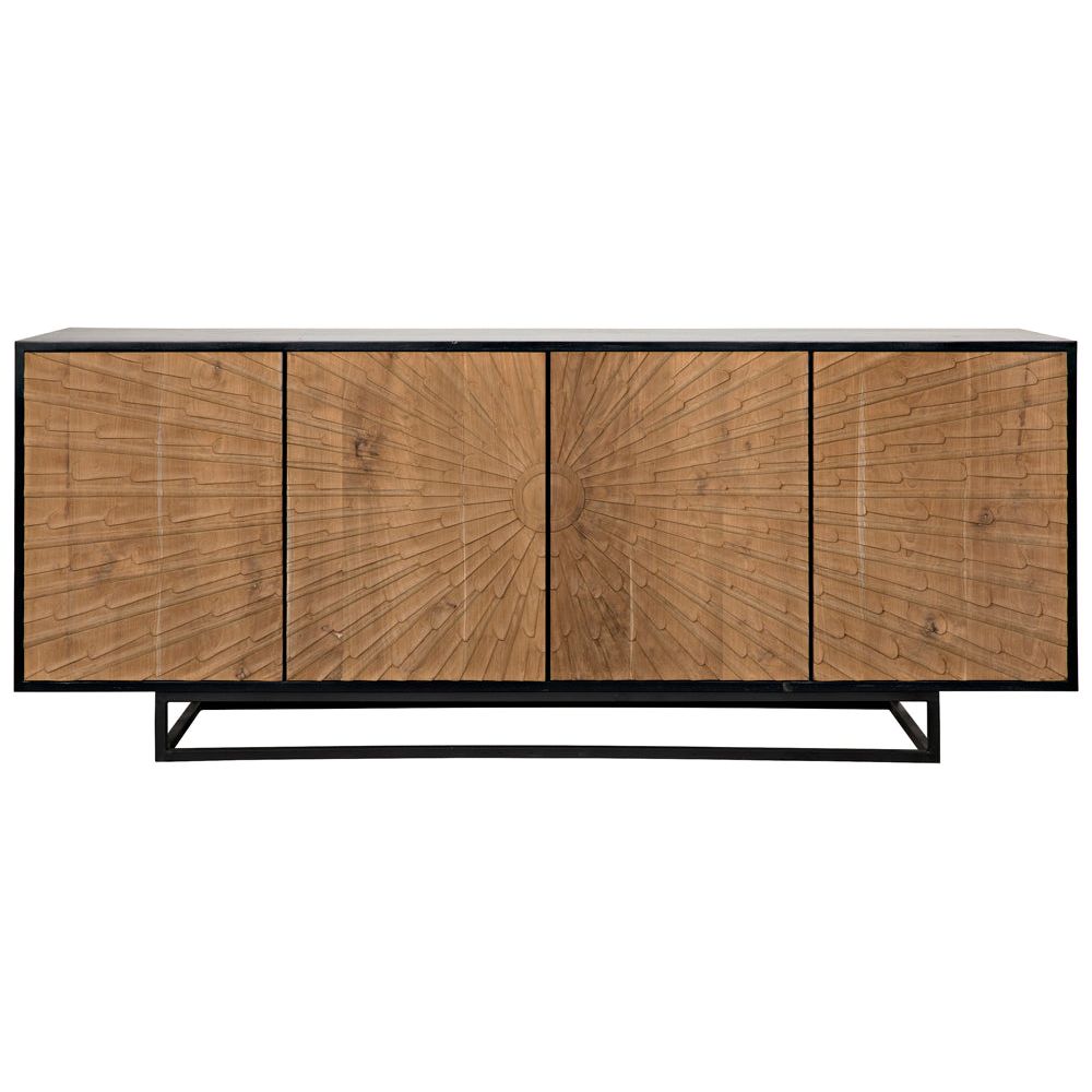 Ra Sideboard, Hand Rubbed Black with Teak by NOIR