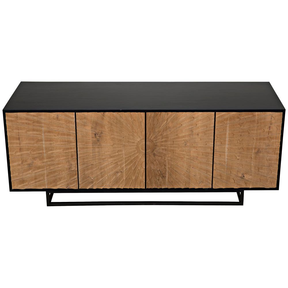 Ra Sideboard, Hand Rubbed Black with Teak by NOIR