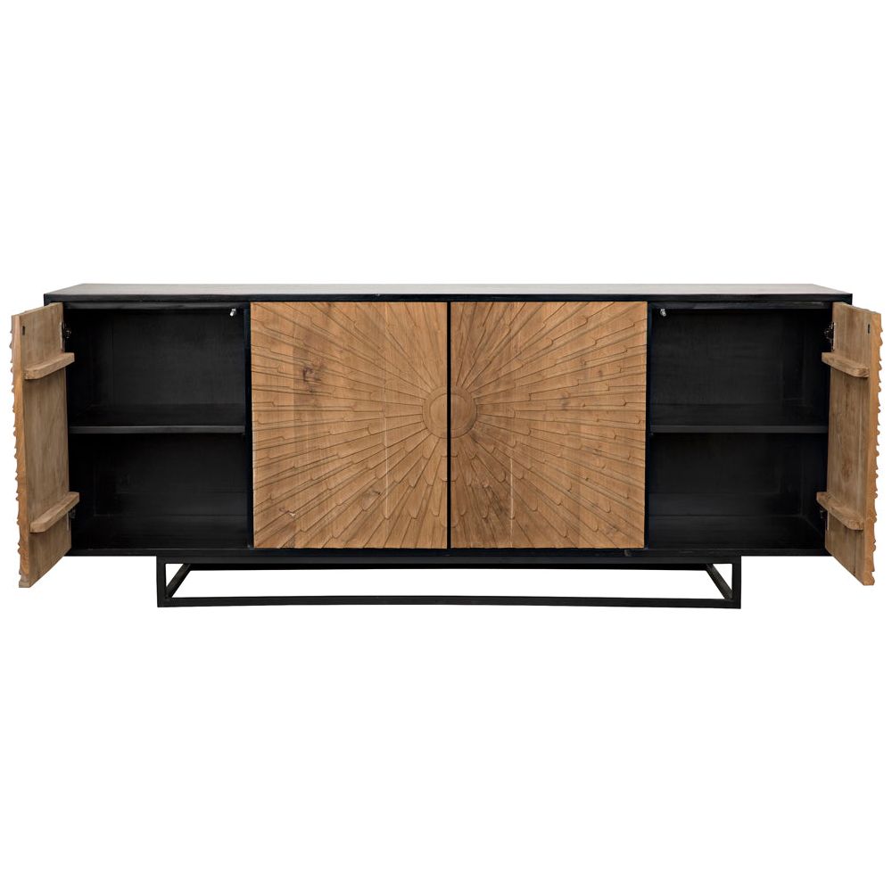 Ra Sideboard, Hand Rubbed Black with Teak by NOIR