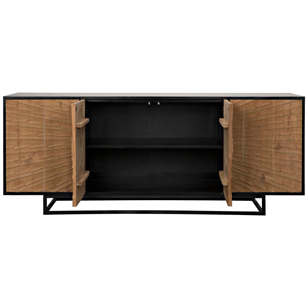 Ra Sideboard, Hand Rubbed Black with Teak by NOIR
