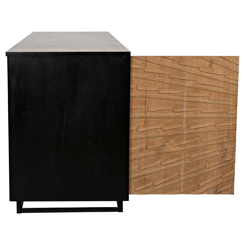 Ra Sideboard, Hand Rubbed Black with Teak by NOIR